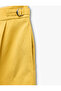 Pocketed Viscose Linen Blend Mini High Waist Shorts with Metal Accessories - 6
