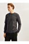 Crew Neck Cotton Pique Fabric Basic Sweatshirt - 2