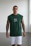 Men's Green Ny Printed Oversize Sleeveless T-Shirt - 2