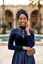 Silver Lined Navy Blue Ready-To-Wear Turban Hijab Cap Suitable for Medical Use - 7