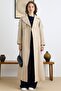 Unlined Long Trench Coat with Epaulet and Cape Detail Stone 6808