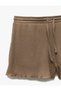 Textured Shorts Pajama Bottoms with Tie Waist Pockets - 5