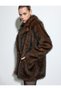 Faux Fur Oversize Coat Double Breasted with Buttons and Pockets