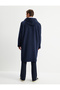 Long Cashmere Coat with Hood, Pockets and Button Detailing - 5