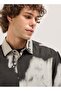 Men's Black and Cream Unique abstract tie-dye effect Relax Fit Casual Shirt for Every Occasion - 4