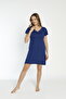 Women's Collar Lace Short Sleeve Plus Size Blue Combed Cotton Nightgown - 4