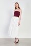 Women's floral embroidered long voile skirt - ecru - 2