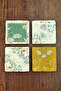 Natural Stone Coasters Flower Themed Printed 10x10cm Stone Coasters Set of 4