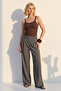 Women's Wide Leg Cross Design Fabric Trousers with Comfortable Fit and Elastic Waist - 5