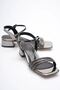 Women's Platinum Stone Thick Heeled Sandals Tr20My26G - 6