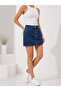 Yüksek Bel Denim Mini Etek - 8