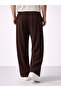 Men's Brown Ottoman Fabric Lace-Up Pocket Baggy Pants Casual Comfortable Summer Sweatpants - 4