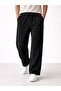 Men's Black Ottoman Fabric Lace-Up Pocketed Baggy Pants Casual Comfortable Summer Sweatpants - 3