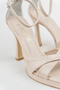 Women's Beige Patent Leather Platform Heeled Shoes - 6