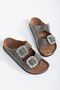 New Season Stone Buckle Slippers Double Buckle Khaki Color - 2