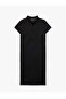 Crepe Scuba Fabric Slim Fit Stand Collar Short Sleeve Dress - 3