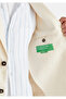 Men's Beige Linen Blended Ribbed Pocket Detailed Double Button Blazer Jacket - 6