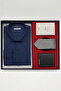 Navy Blue Men's Style Slim Fit Gift Boxed Shirt, Tie, Perfume and Wallet Set (Father's Day Gift)