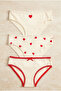 Girl's Heart 3-Piece Slip Panties Ecru
