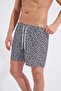 Men's Leaves Printed Black and White Swim Shorts - 3