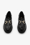 Black Patent Leather Genuine Leather Chain Buckle Women's Loafer Shoes - 6