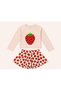 Girls Strawberry Print Long Sleeve Leggings Skirt 2 Piece Swimsuit / Bikini Set - 5
