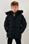 Plush Lined Faux Fur Collar Removable Hooded Winter Coat Boy's Coat 5761906 - 5