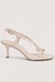 Medusa Women's Beige Patent Leather Ankle Strap Gold Buckle Detailed Heeled Shoes 7cm - 6