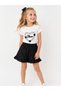 Girl's Top and Bottom Set with Heart Embroidery Detail and Shorts - 4