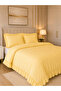 3 Piece (No Sheets) Cotton Fabric Ruffled Double Duvet Cover Set Yellow - 2