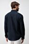 Navy Blue Linen Blended Relax Fit Men's Shirt - 5