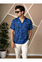 Blue - Black Color Patterned Viscose Men's Shirt - 3