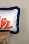 Cobalt , Coral Pattern, Decorative 30x50 Tasseled Rectangular Cushion Cover - 3