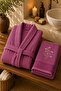 Nevra Towel Embroidered 100% Cotton Soft 2-Piece Bathrobe - Hair Towel Set / Dowry Set / Hammam Set - 2