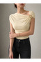 Butter Yellow Viscose Asymmetrical Gold Buckle Blouse 209 - 2