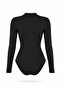 Black Zippered Long Sleeve Women's Swimsuit Hijab Surfing Swimsuit Without Cap - 2