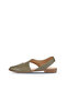 Khaki Leather Women's Flat Sandals 01Ws2311 - 4