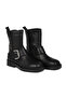 Black Leather Women's Flat Boots 01Wf4303 - 2