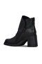 Black Leather Women's Heeled Boots 01Wf3602 - 4