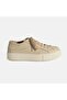 Women's Beige Lace-Up Leather Casual Shoes - 2