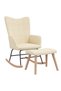 Scaun balansoar cu taburet, crem, textil - 2