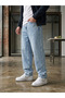Men's Ice Blue Baggy Jean Denim Trousers Wide Cut Loose Fit - 2