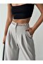 Belted Lace Detailed Palazzo Trousers - Gray - 2