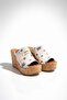 Women's Holi White Denim 10 cm Cork Sole Slippers K-920 - 4