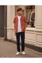 Senior Boys Orange Embroidered Casual Shirt With T-Shirt Two Piece Set - 5
