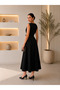 Women's Waist Accentuating Side Buckle Zero-Sleeve Flowy Flared Stylish Casual and Formal Dress (for Special Occasions) - 2