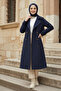 Navy Blue - 100% Cotton (120cm) Full-Fit Women's Hijab Trench Coat - 5