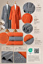 6 Piece Striped Bathrobe Set 100% Cotton Certified, Şalyaka Family Dowry Bathrobe Set Gray Orange - 3