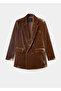 Velvet Double-Breasted Fabric Blazer Jacket - 3