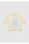 M Logo Printed Yellow T-Shirt Loose Fit / Loose Relaxed Cut 7610276 -89145 - 2